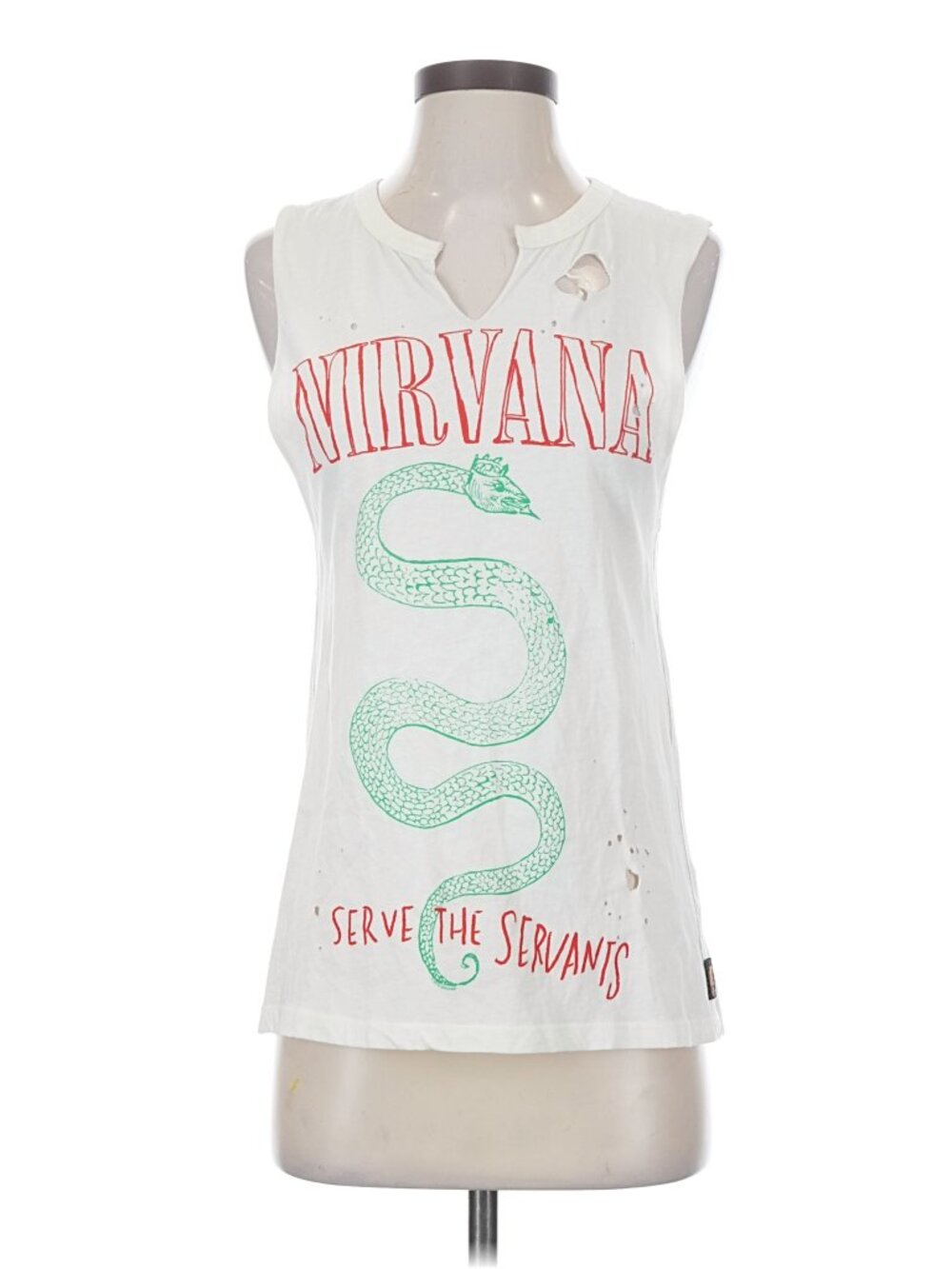 NIRVANA Serve The Servants Distressed Tee Shirt Top Tank Tunic XS RARE